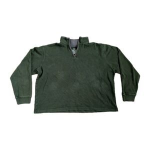 Vintage Faded Glory 1/4 Zipper Pullover Sweater Jacket Adult XL Forest Green